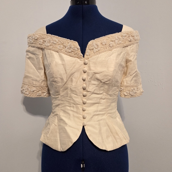 Watters & Watters Tops - Vintage Beaded Silk Victorian Style Corset Top Size 2